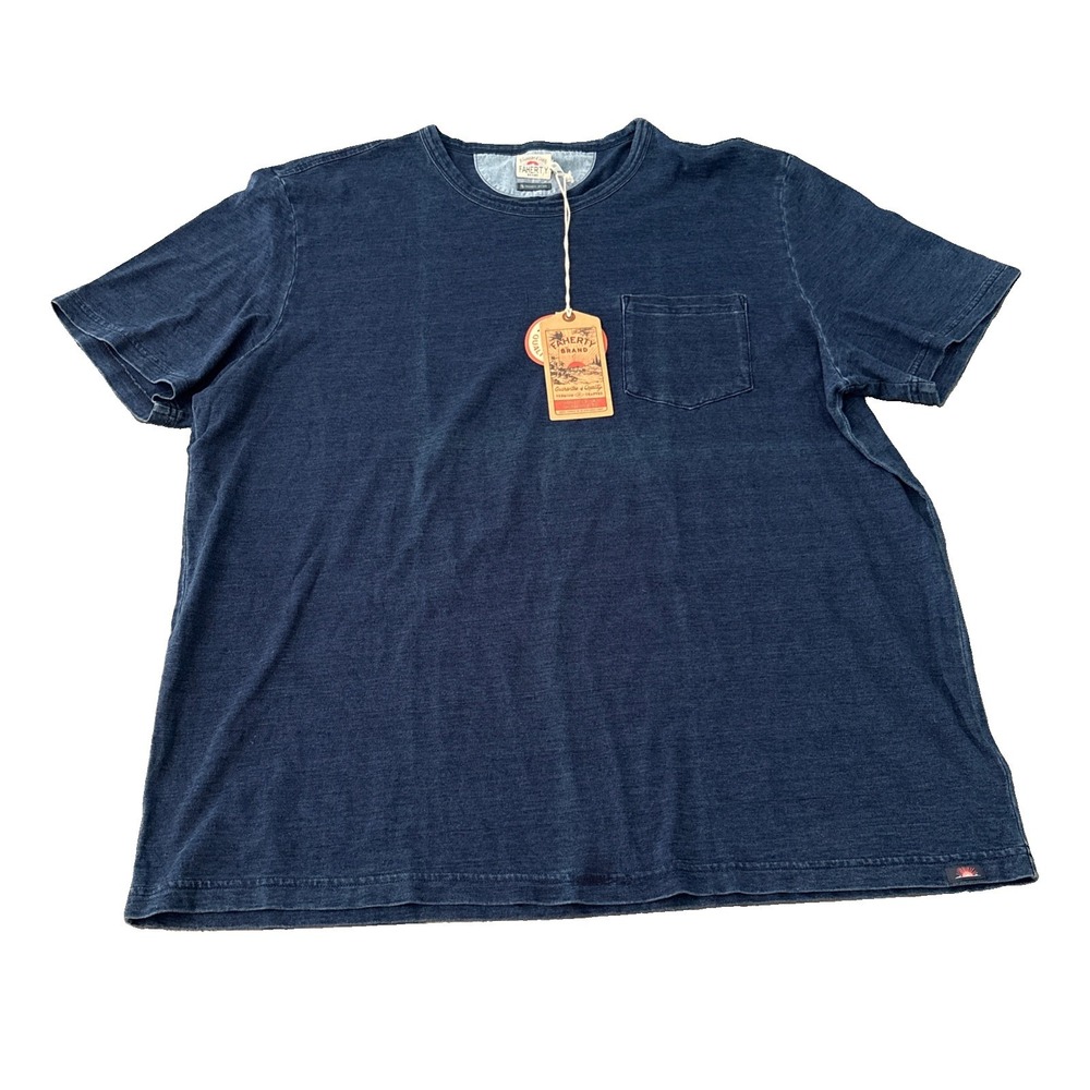 Faherty Brand Pocket Tee NWT Mens XXL Cotton New Indigo Midnight wash blue